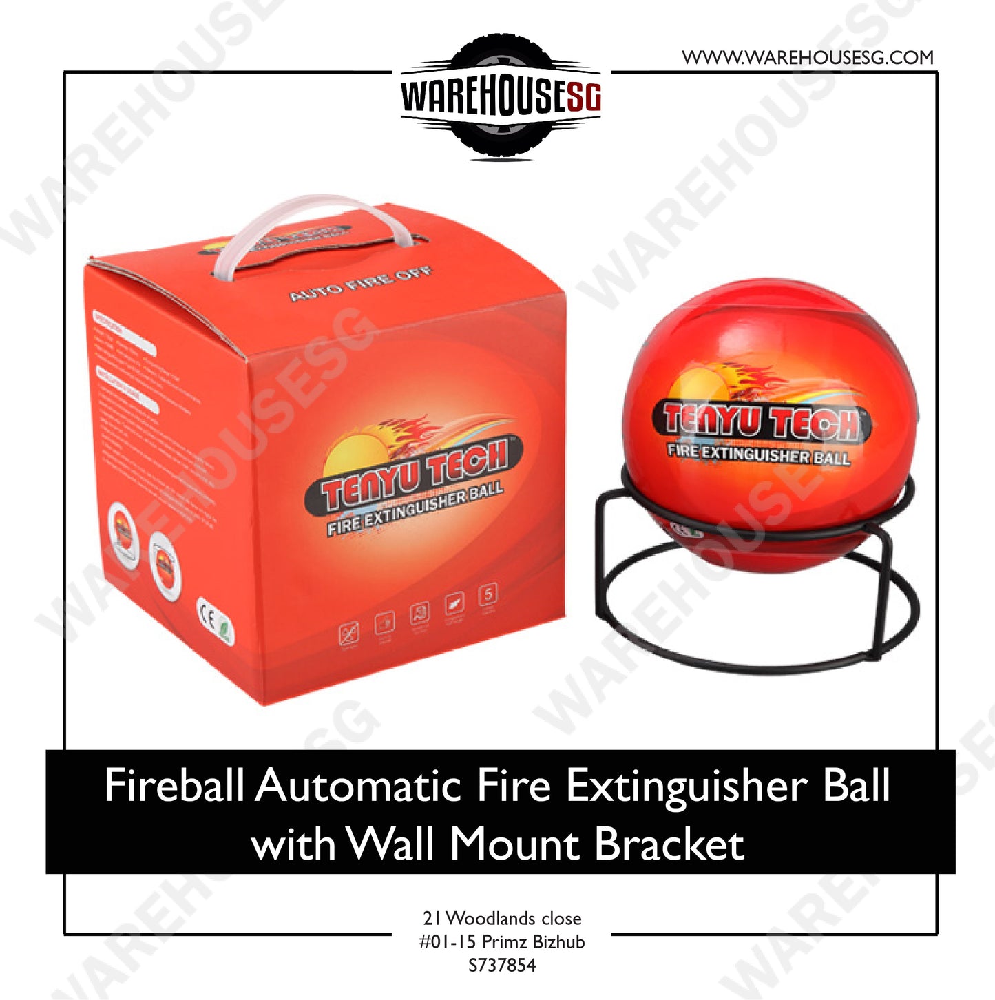 TENYU TECH Fireball Automatic Fire Extinguisher Ball with Wall Mount Bracket