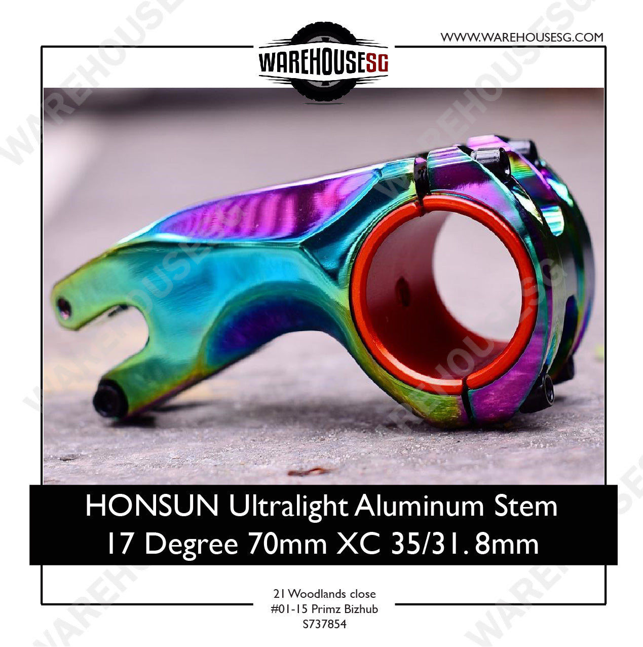 HONSUN Ultralight Aluminum Stem-17 Degree 70mm XC 35/31. 8mm