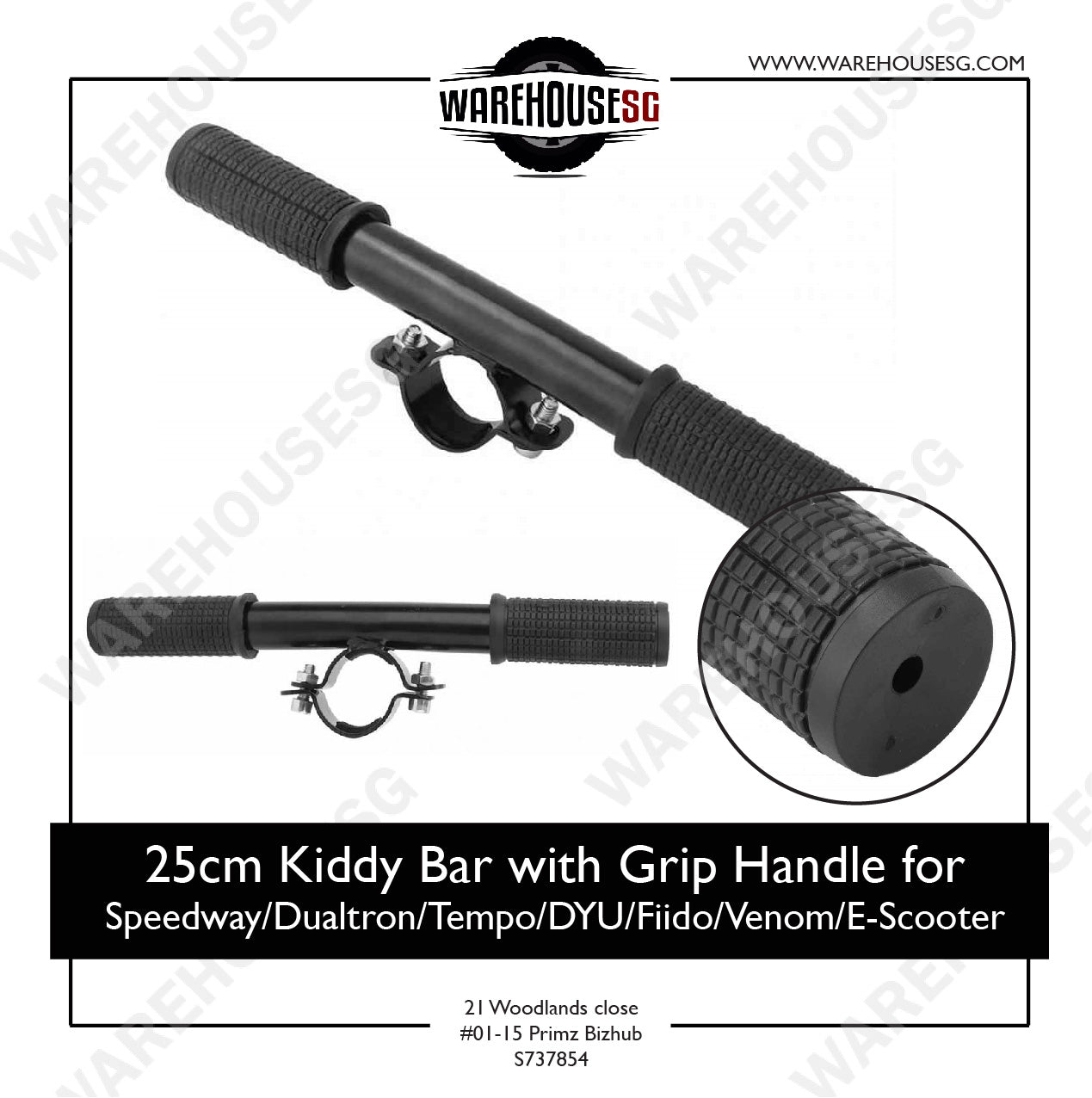 25cm Kiddy Bar with Grip Handle for  Speedway/Dualtron/Tempo/DYU/Fiido/Venom/E-Scooter