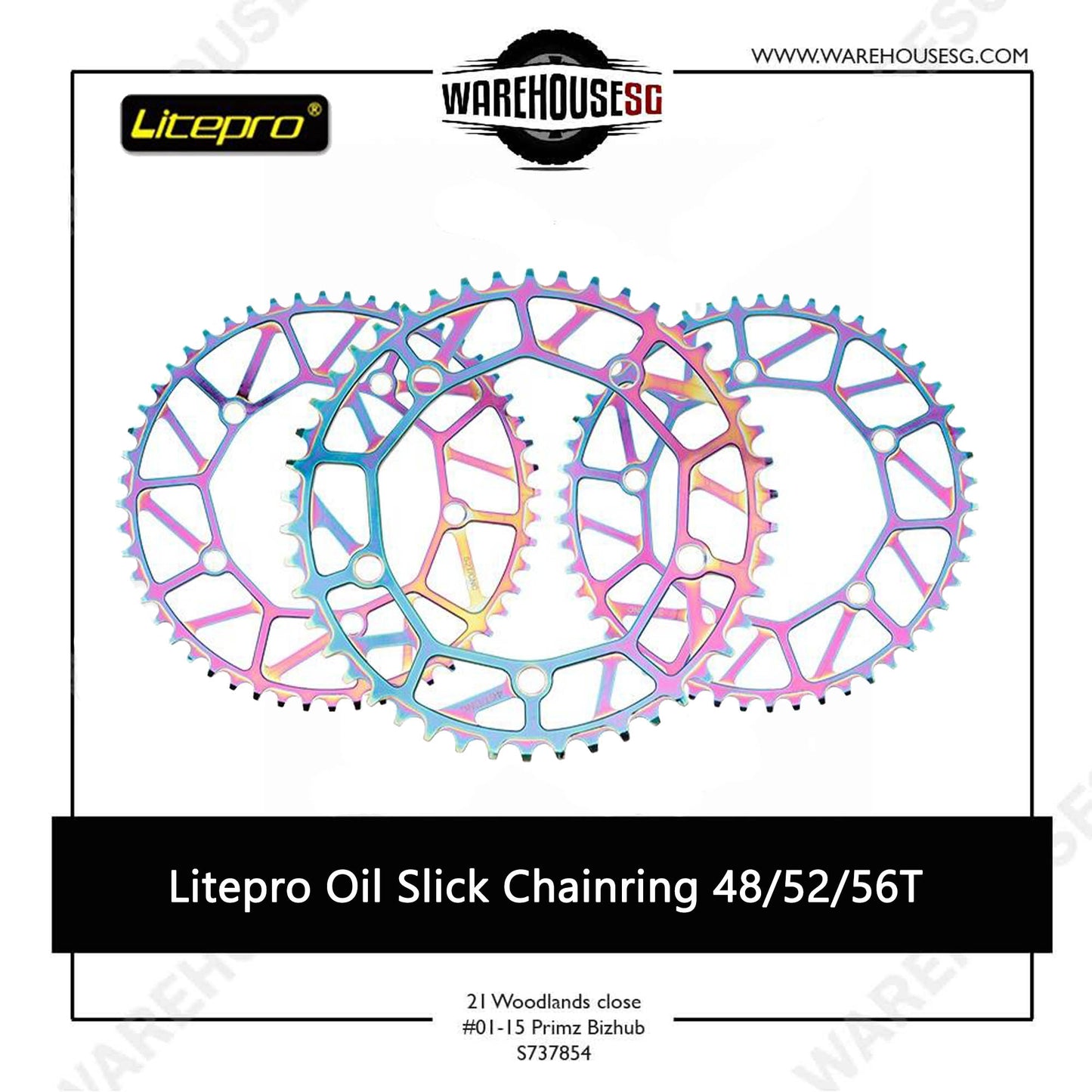 Litepro Folding Bike Oil Slick Chainring 48/50/52/54/56T