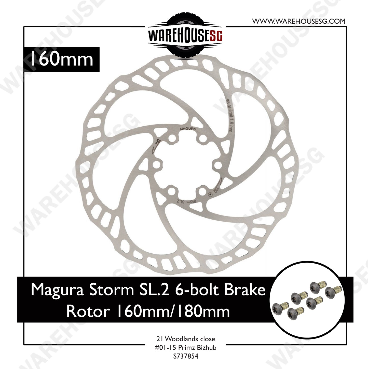 Magura Rotor Storm SL.2, Ø 180 mm, 6 hole with 6 steel mounting screws (1 piece)