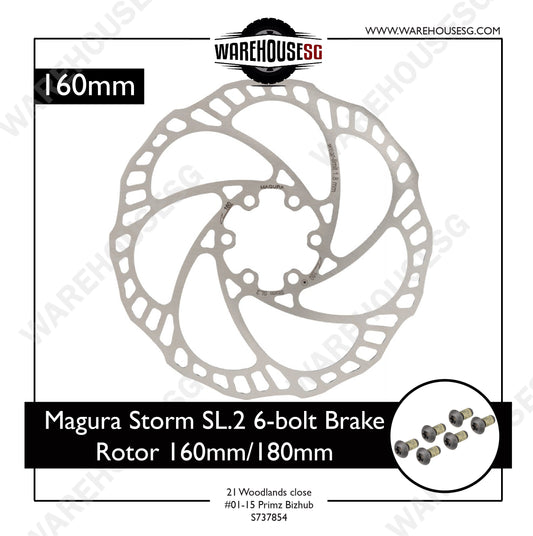 Magura Rotor Storm SL.2, Ø 180 mm, 6 hole with 6 steel mounting screws (1 piece)
