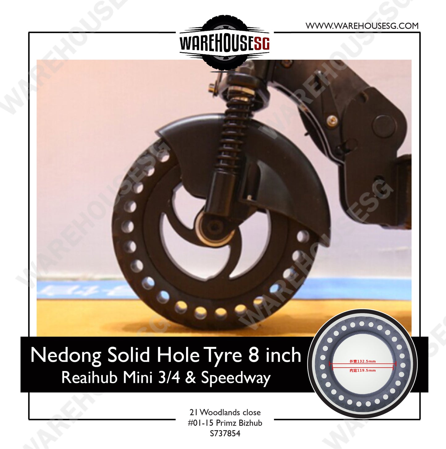 Nedong Solid Hole Tyre 8.5 Inch / 8 Inch