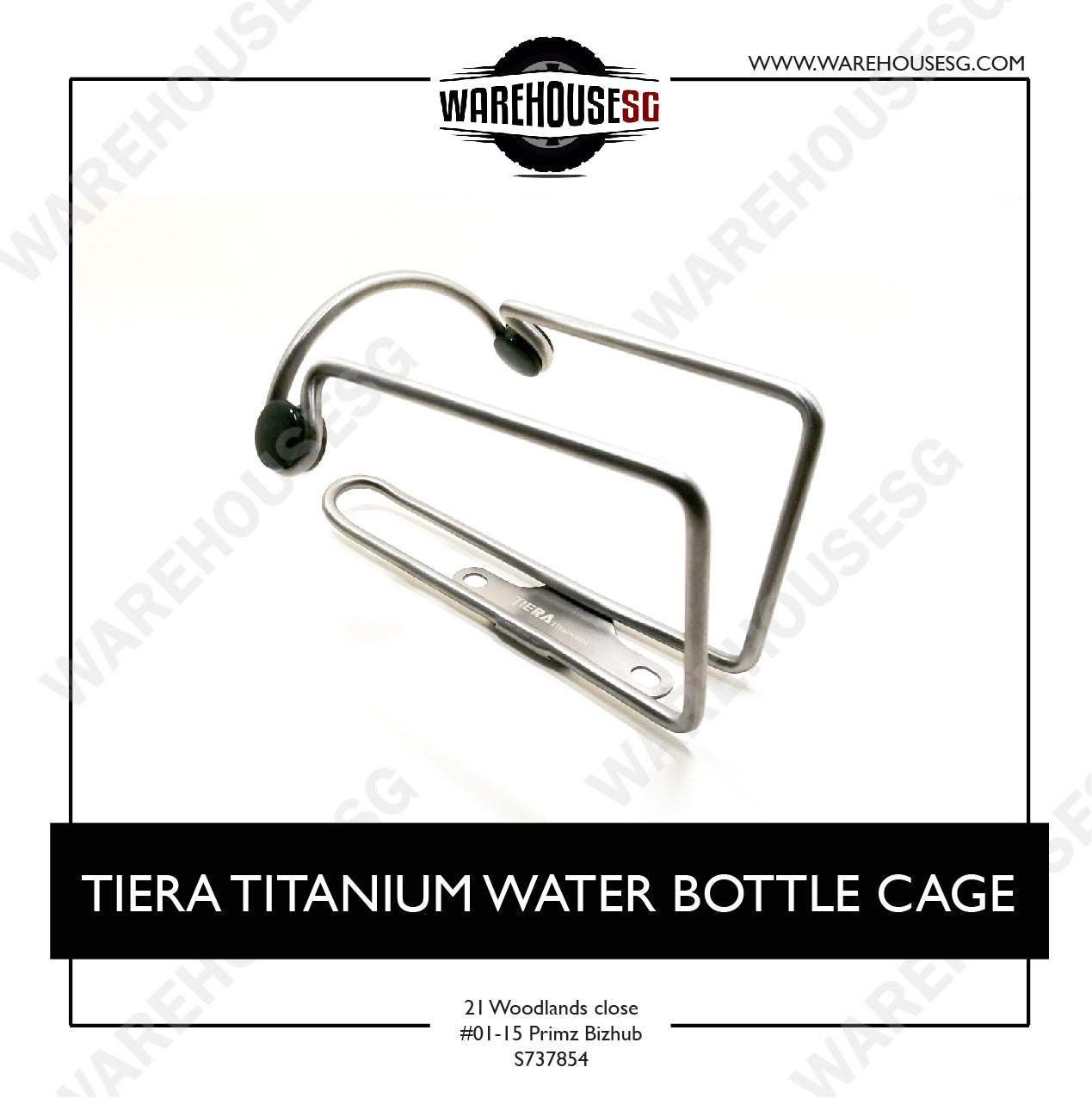 TIERA TITANIUM WATER BOTTLE CAGE + FREE 2x TIERA Titanium Bolts (M5*12)
