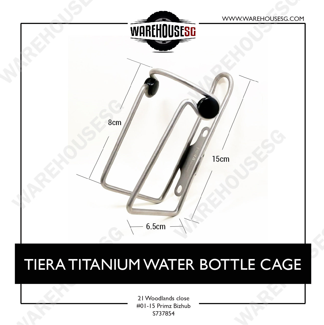 TIERA TITANIUM WATER BOTTLE CAGE + FREE 2x TIERA Titanium Bolts (M5*12)