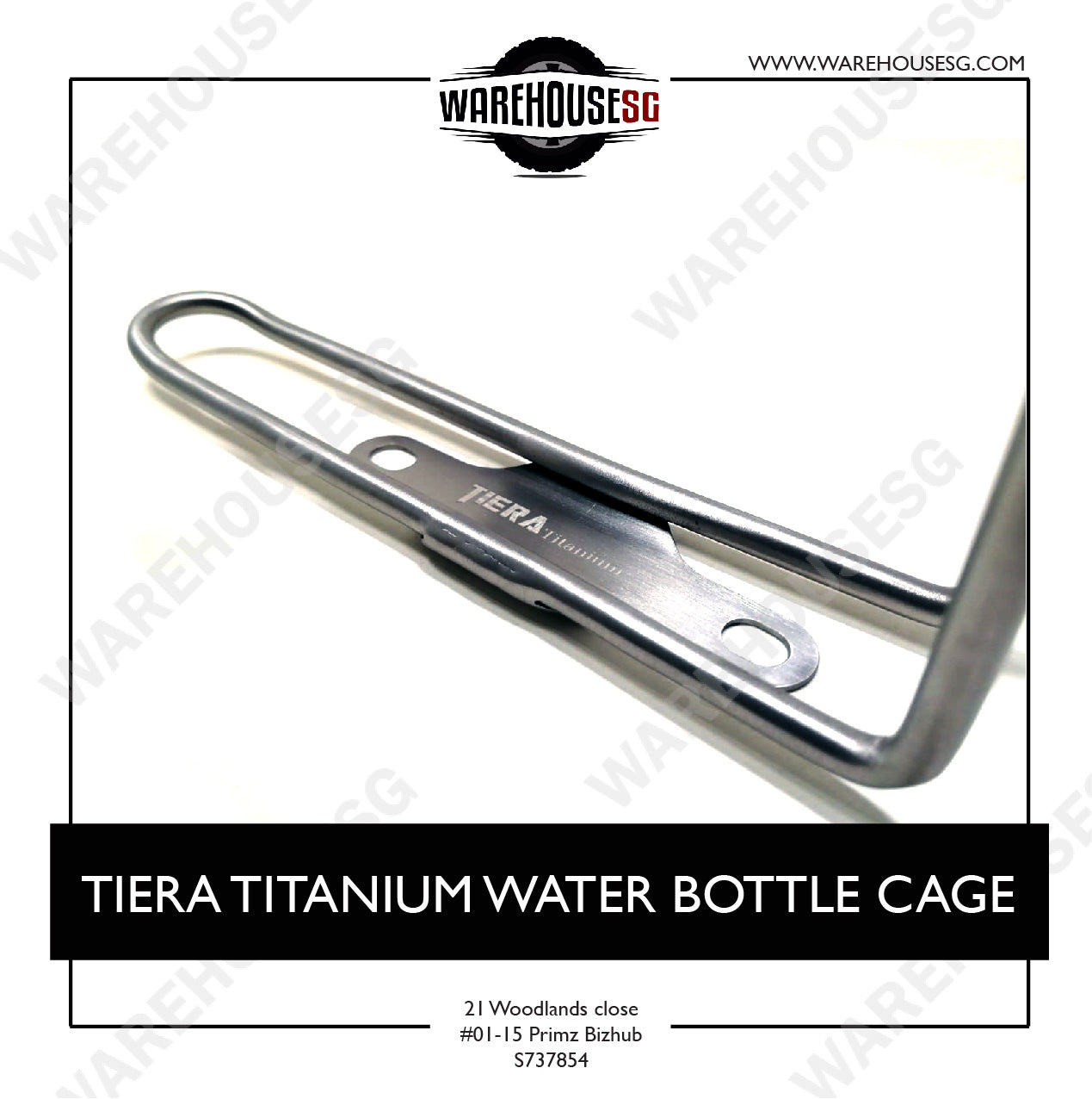 TIERA TITANIUM WATER BOTTLE CAGE + FREE 2x TIERA Titanium Bolts (M5*12)