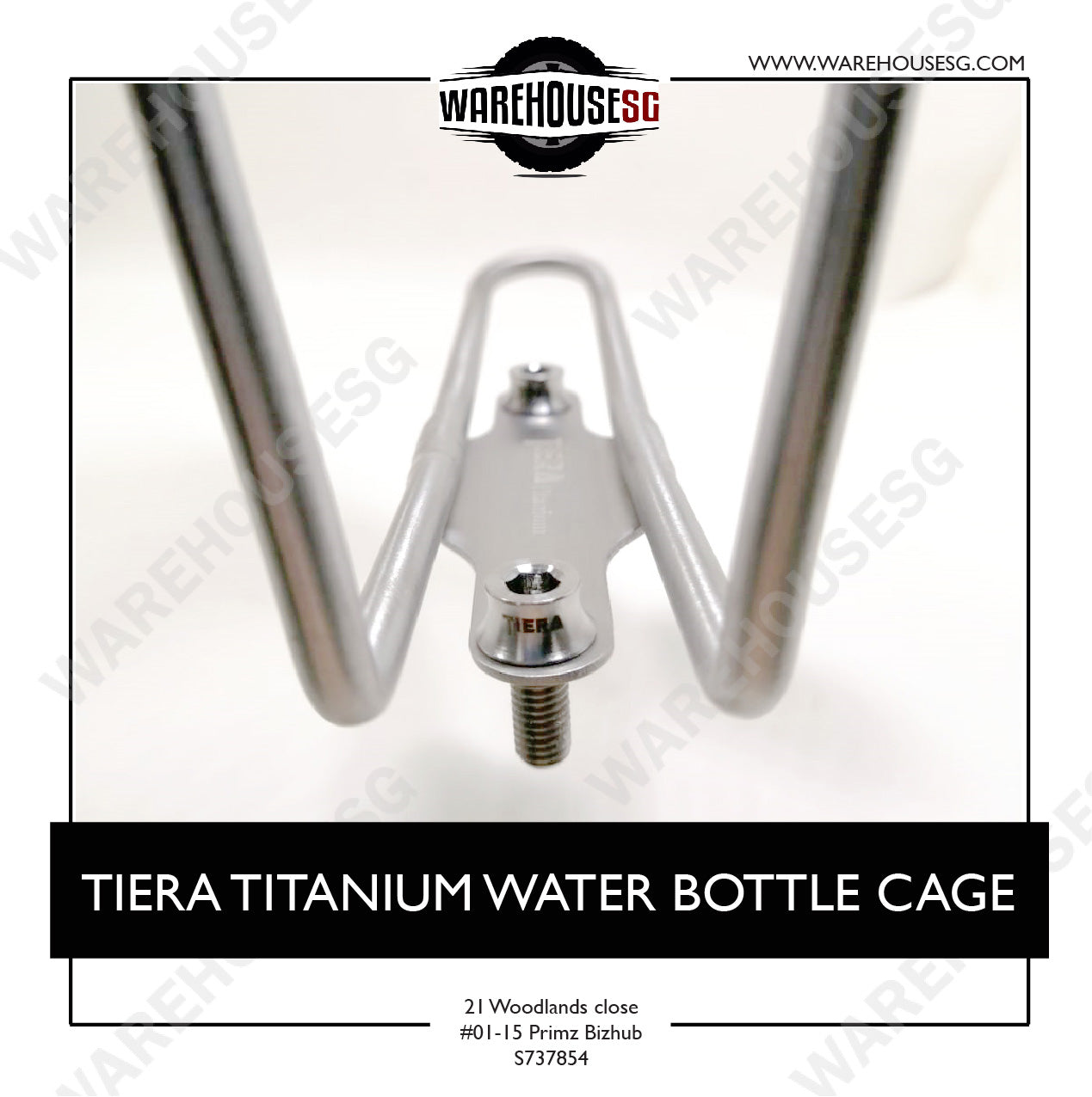 TIERA TITANIUM WATER BOTTLE CAGE + FREE 2x TIERA Titanium Bolts (M5*12)