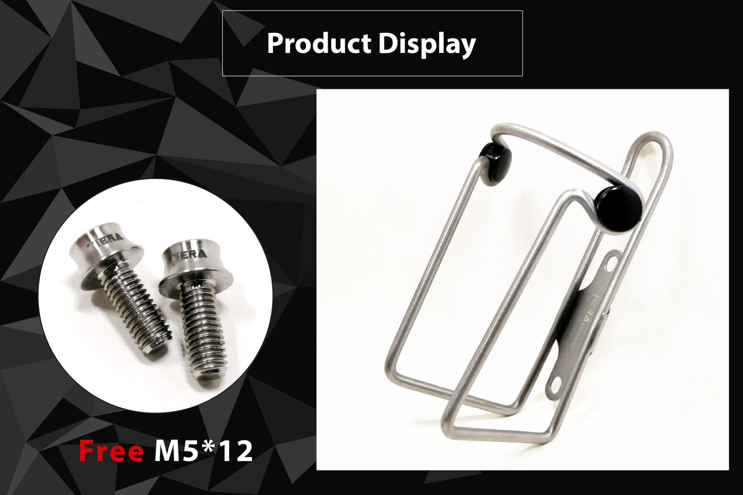 TIERA TITANIUM WATER BOTTLE CAGE + FREE 2x TIERA Titanium Bolts (M5*12)