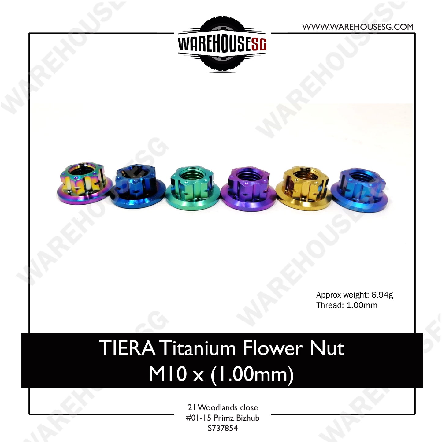 TIERA Titanium Flower Nut M10 x (1.00mm)