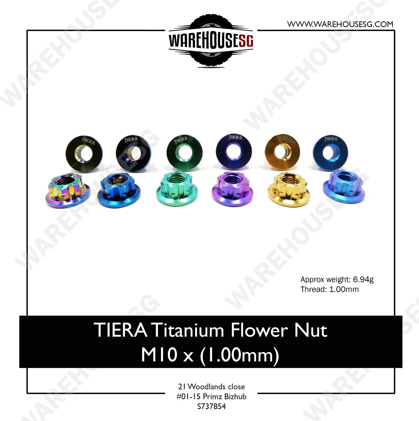 TIERA Titanium Flower Nut M10 x (1.00mm)