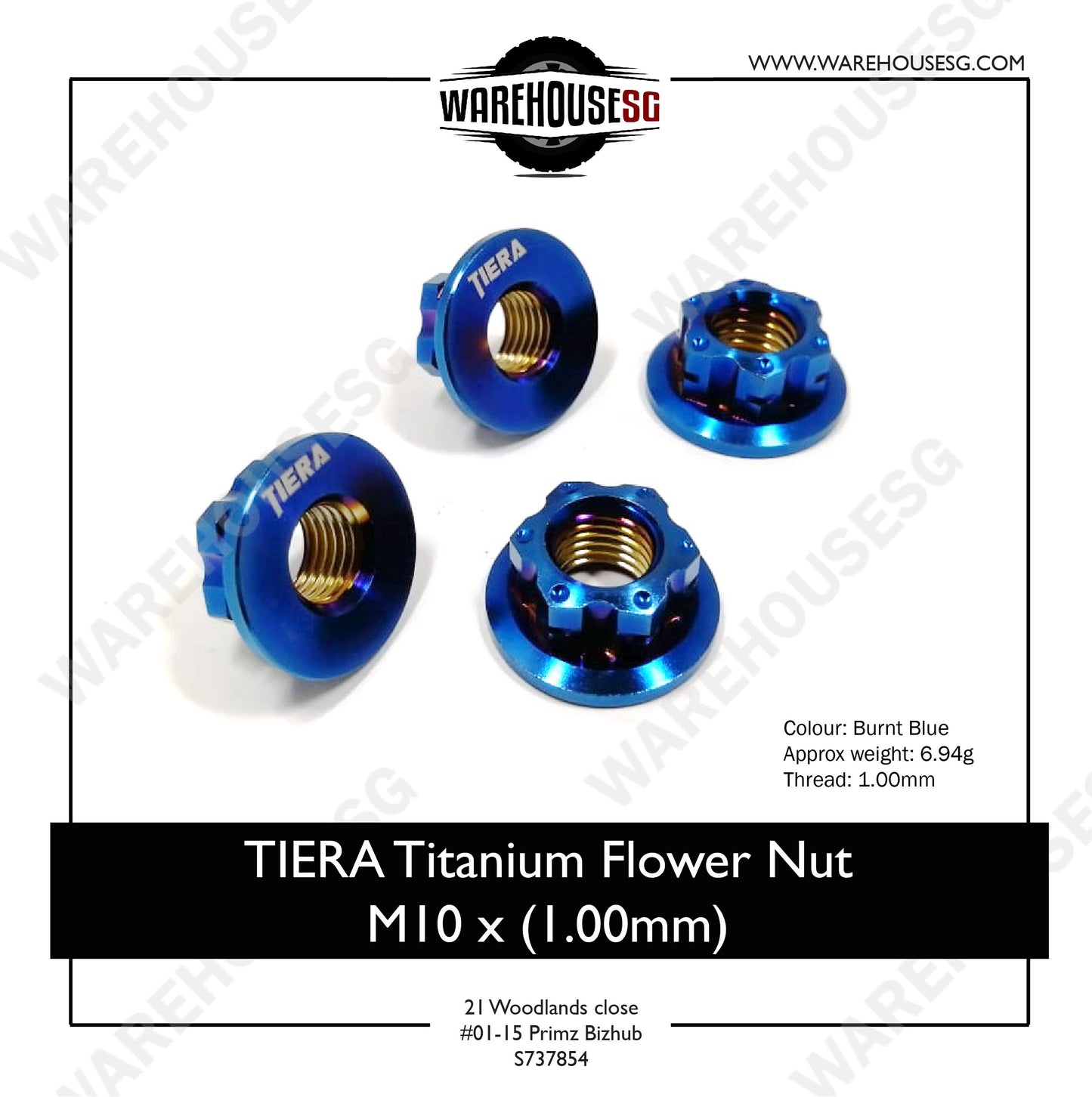 TIERA Titanium Flower Nut M10 x (1.00mm)