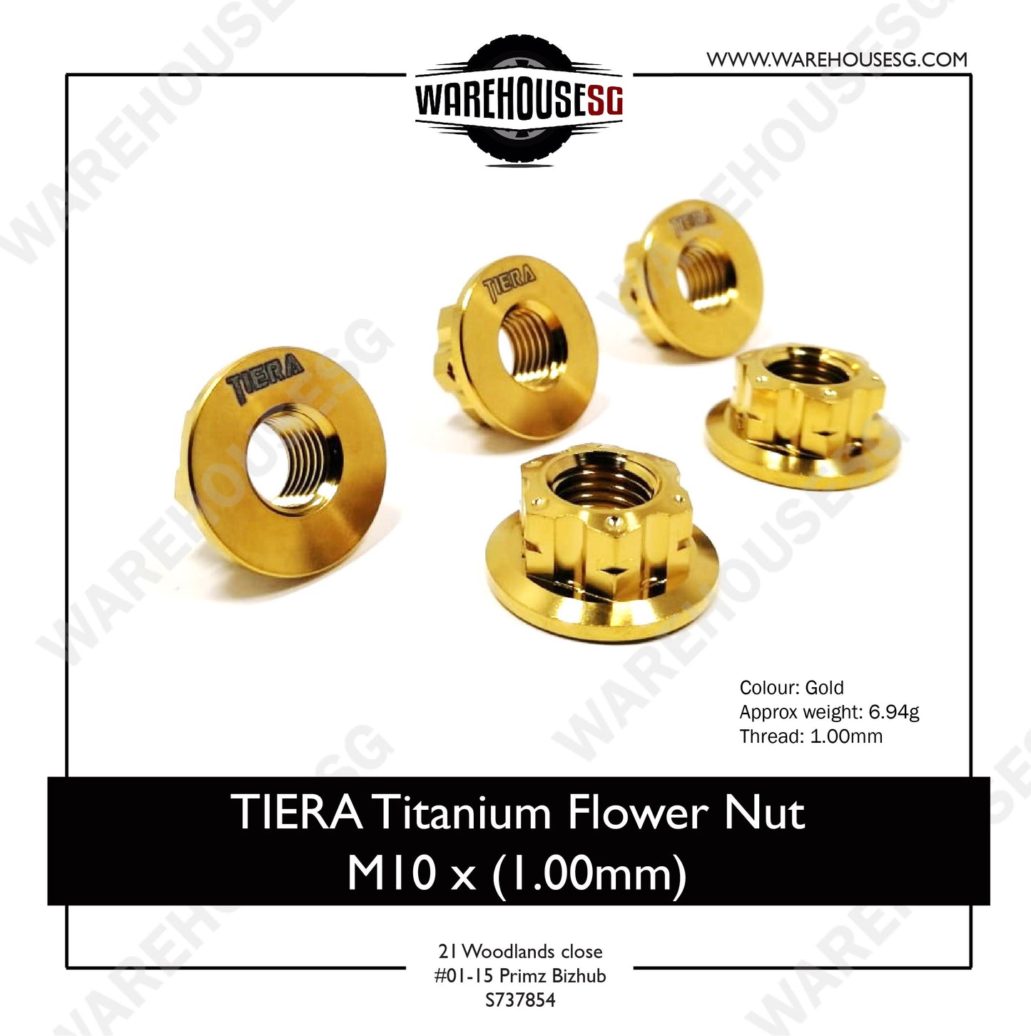 TIERA Titanium Flower Nut M10 x (1.00mm)