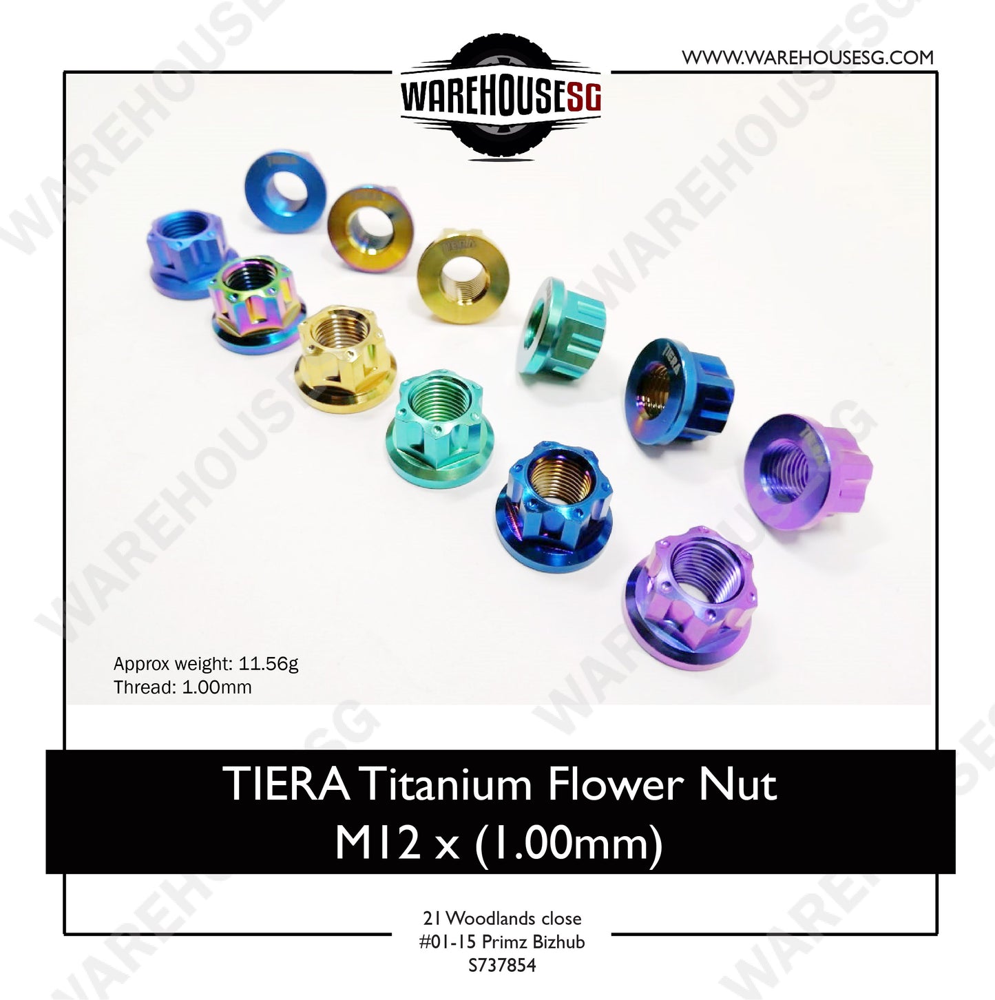 TIERA Titanium Flower Nut M12 x (1.00mm)