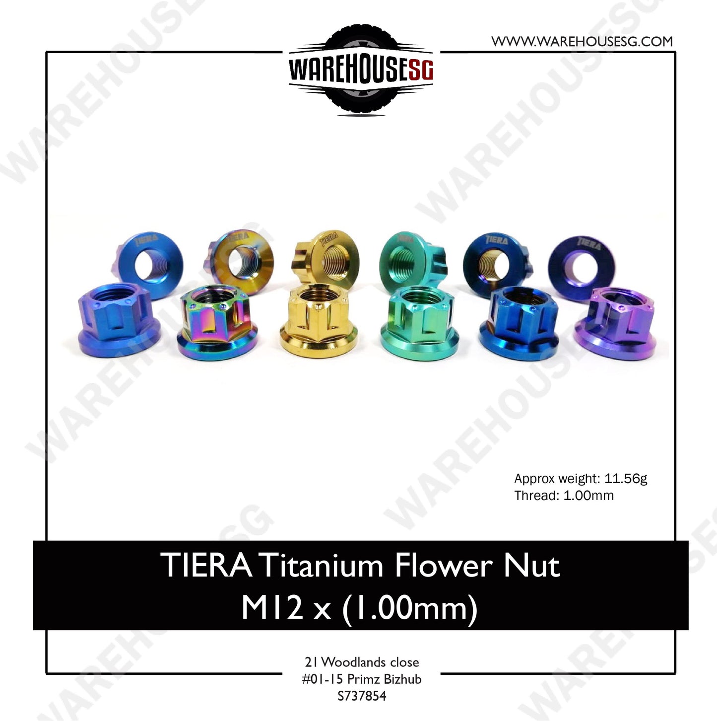 TIERA Titanium Flower Nut M12 x (1.00mm)