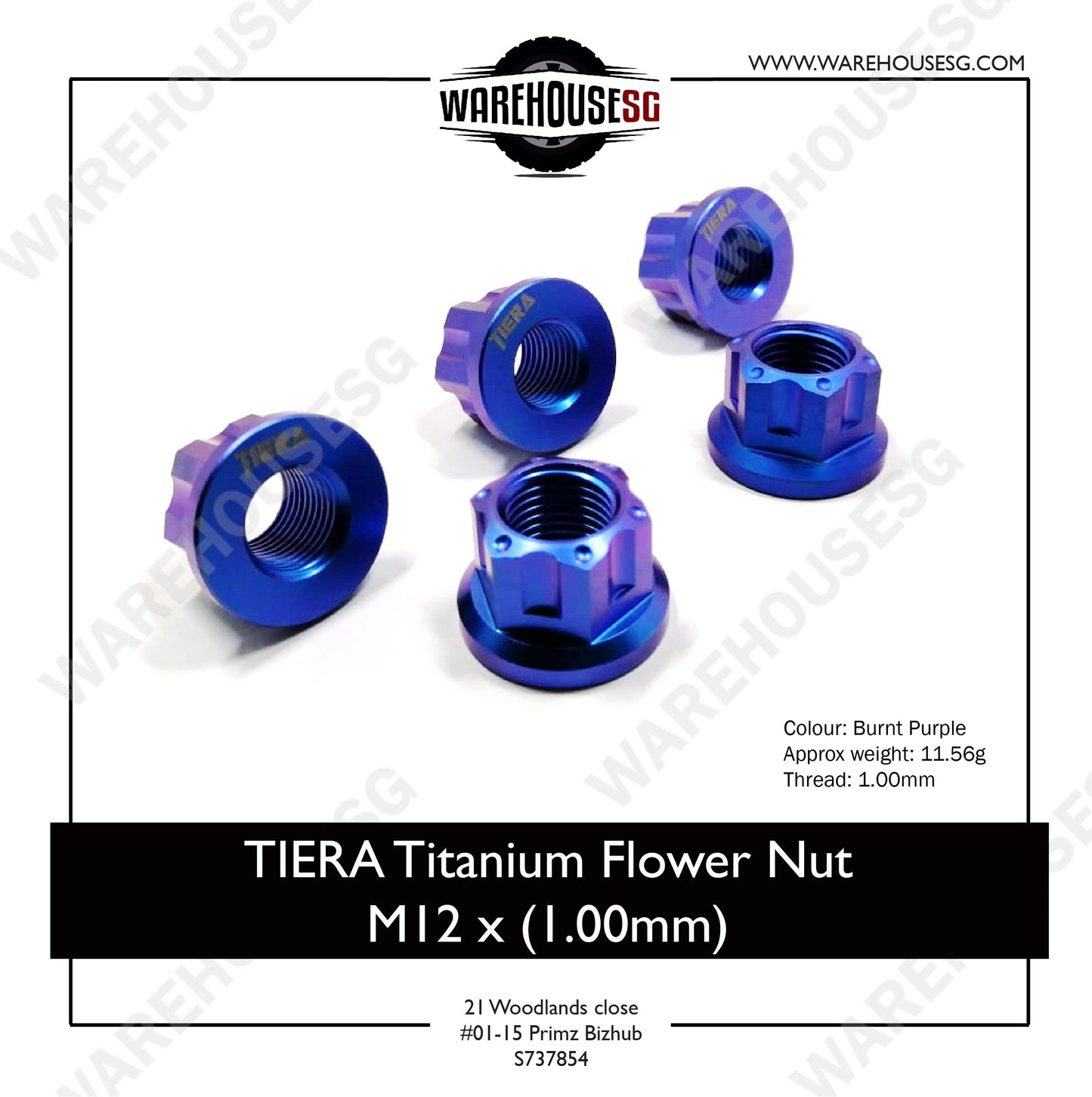 TIERA Titanium Flower Nut M12 x (1.00mm)
