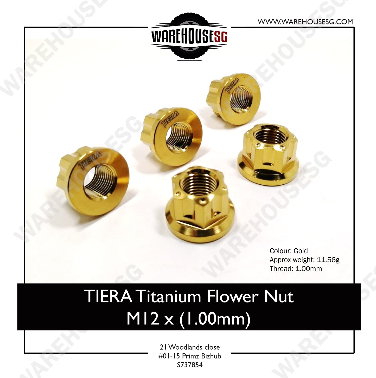 TIERA Titanium Flower Nut M12 x (1.00mm)