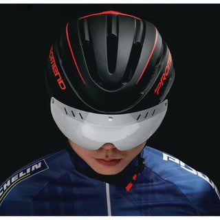 PROMEND Lightweight Bicycle Helmet Rechargeable LED light / Tail light Removable Cycling Goggle