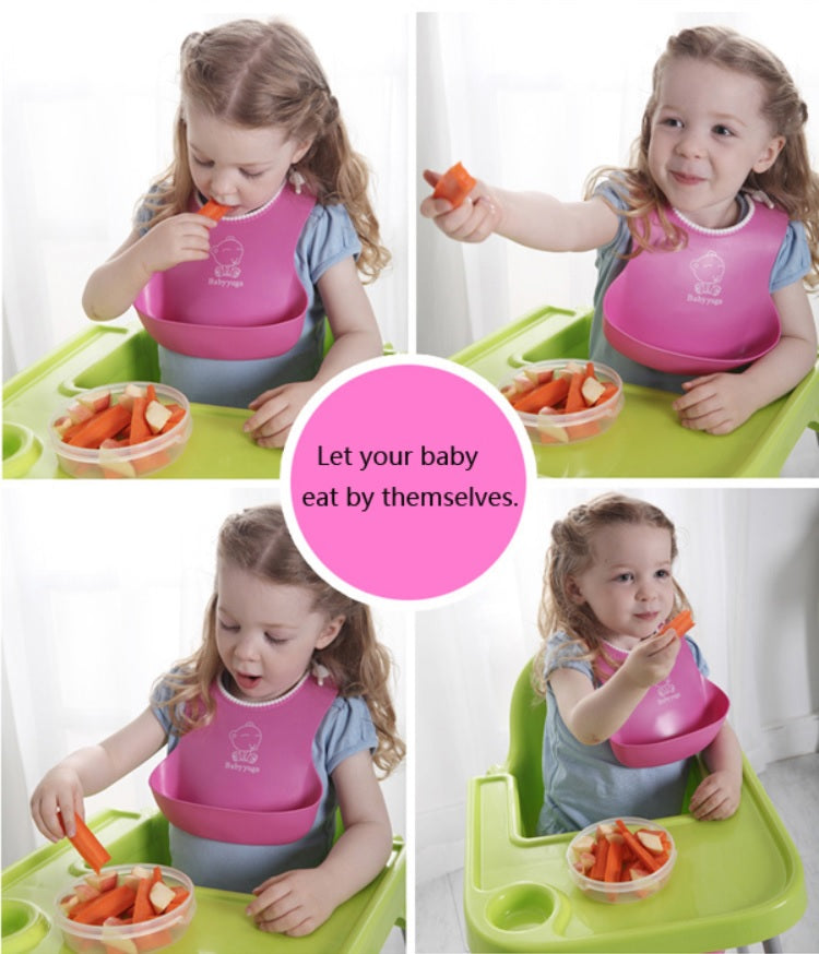 ★AUTHENTIC Baby YUGA★ Waterproof Silicone Roll Up Washable Feeding Baby Bib Crumb Catcher BPA Free