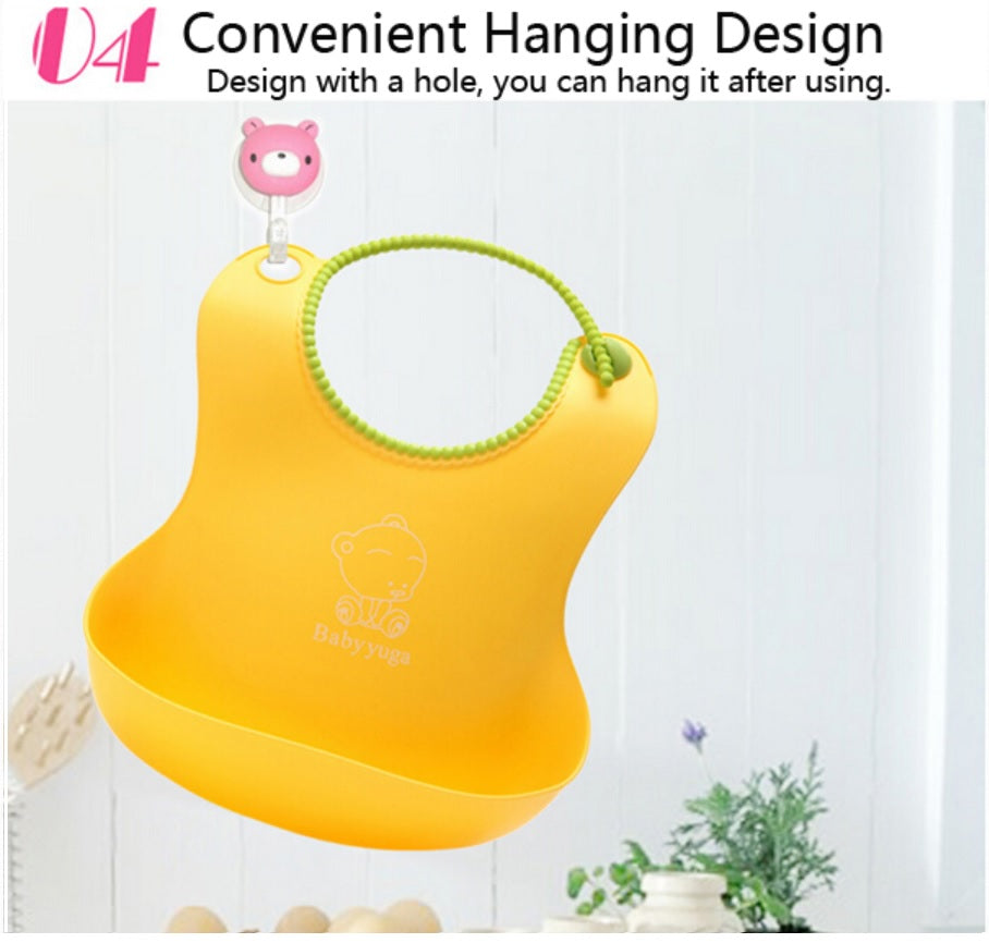 ★AUTHENTIC Baby YUGA★ Waterproof Silicone Roll Up Washable Feeding Baby Bib Crumb Catcher BPA Free