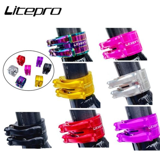 Litepro Seat Tube Clip Double-layer Adjustment Buckle Titanium Shaft QR Seatpost Bundle Seat Rod Clamp For Birdy Bicycle