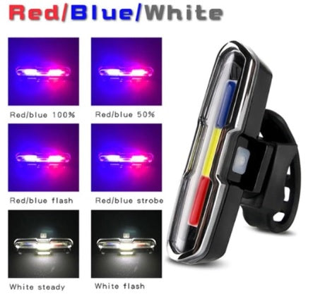 goofy USB Rechargeable Bicycle Light 3-color LED Bike / Bicycle Safety light/ Signal light