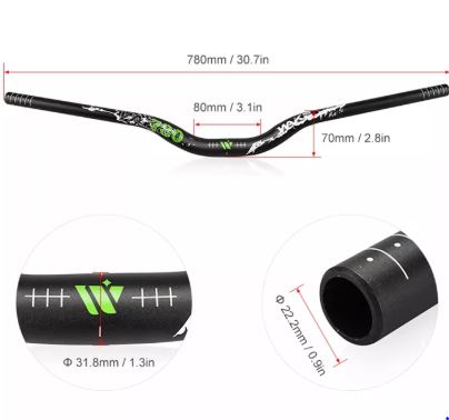 WAKE 31.8*720/780mm Bicycle U-Shaped Rise Handlebar Flat Handle Bar Horizontal Bar